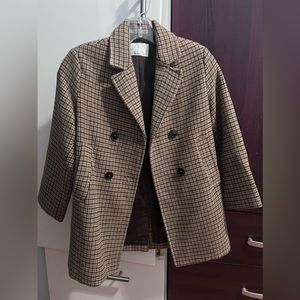 Zara double breasted plaid coat beige size 9 children/kids